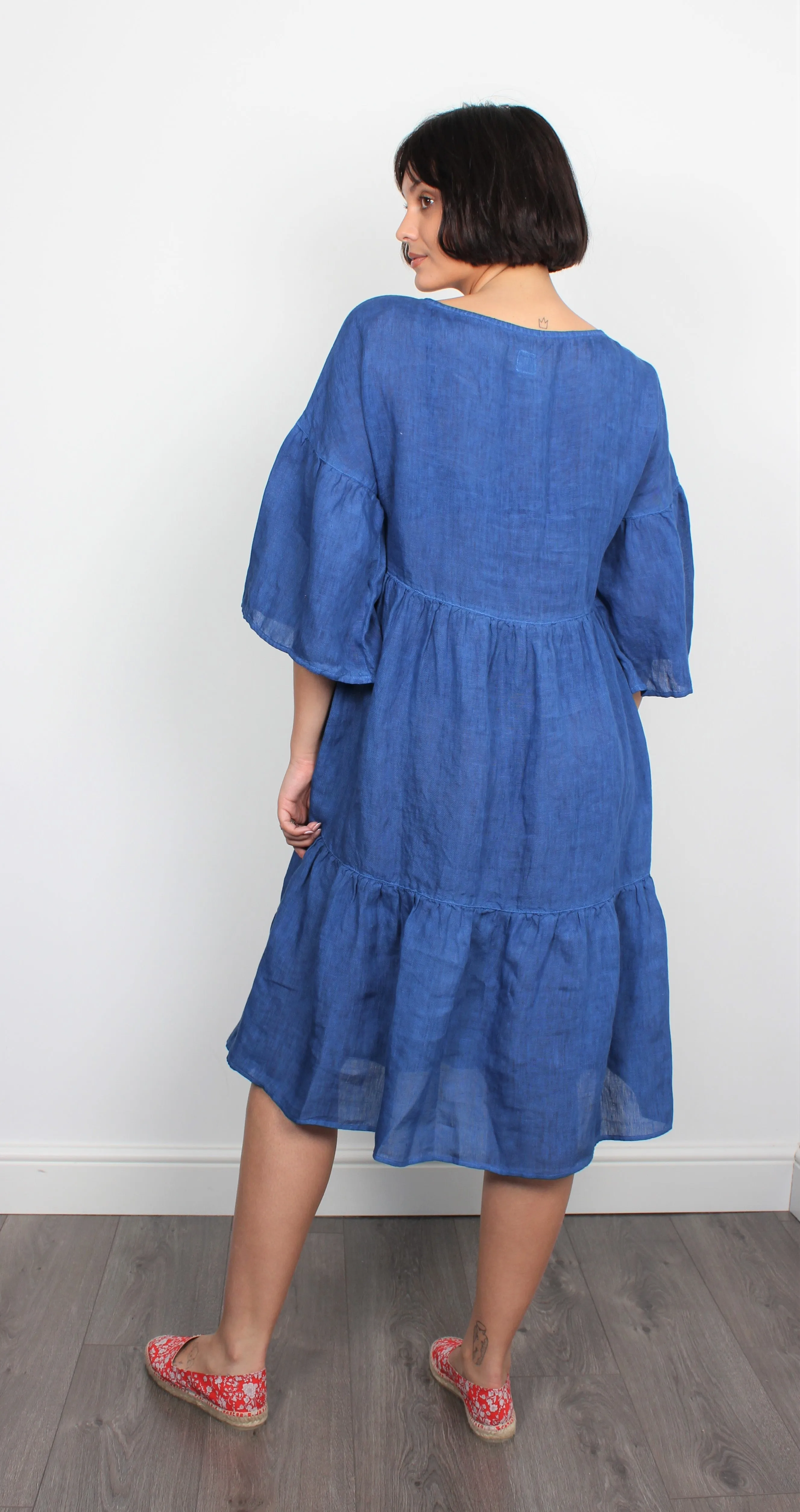 120% Lino blue china linen dress