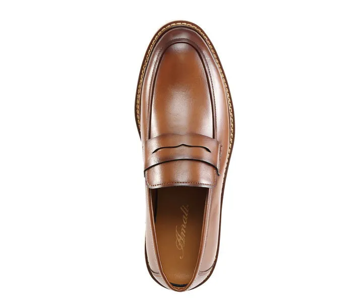Amali Shoes Hugh Men’s Cognac Penny Loafers Man Made