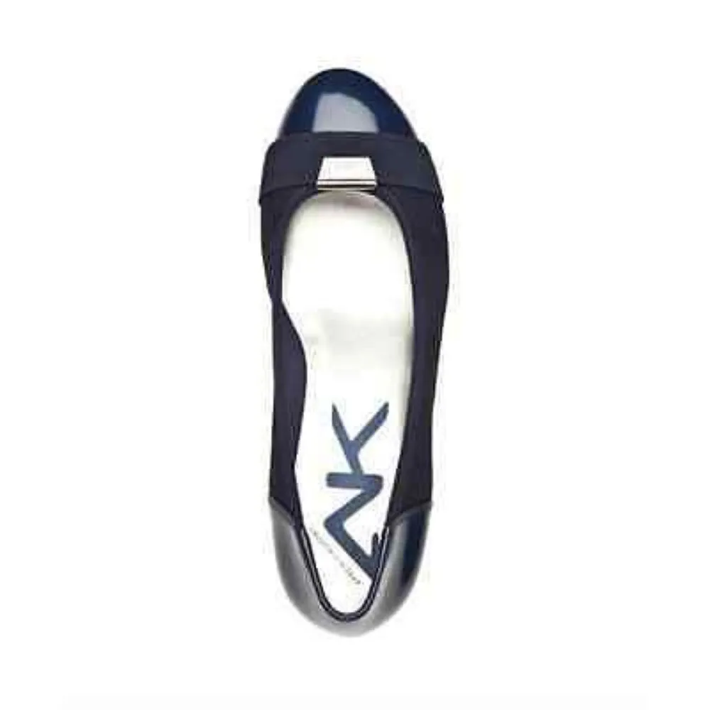 Anne Klein Women's Birta Navy Fabric Wedge Pump