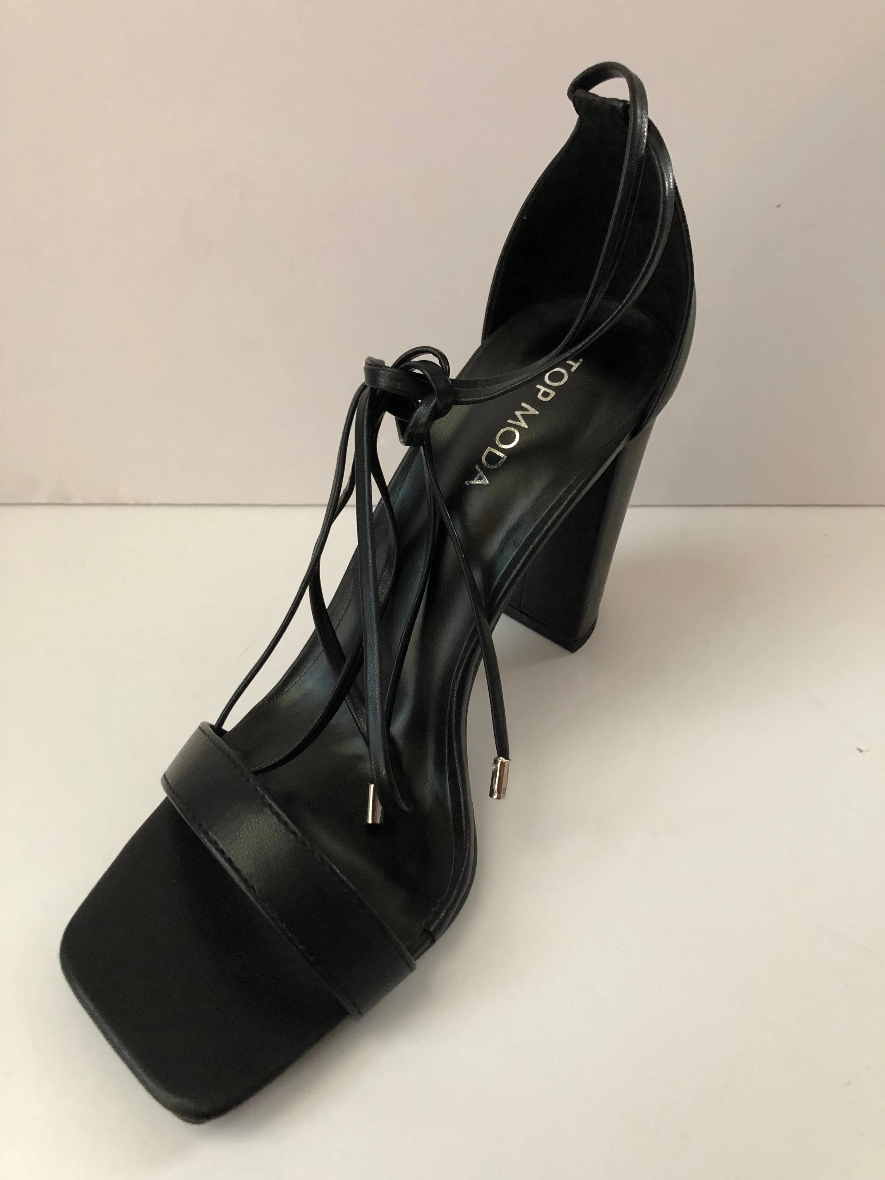 Black Shoelace Sandal High Heels