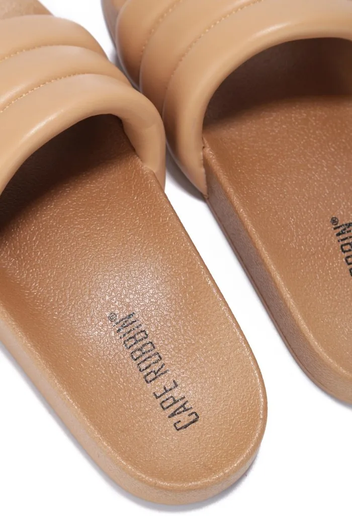 Cape Robbin Barrel Nude Puffer Sandals Slides Mules Slip On House Shoes
