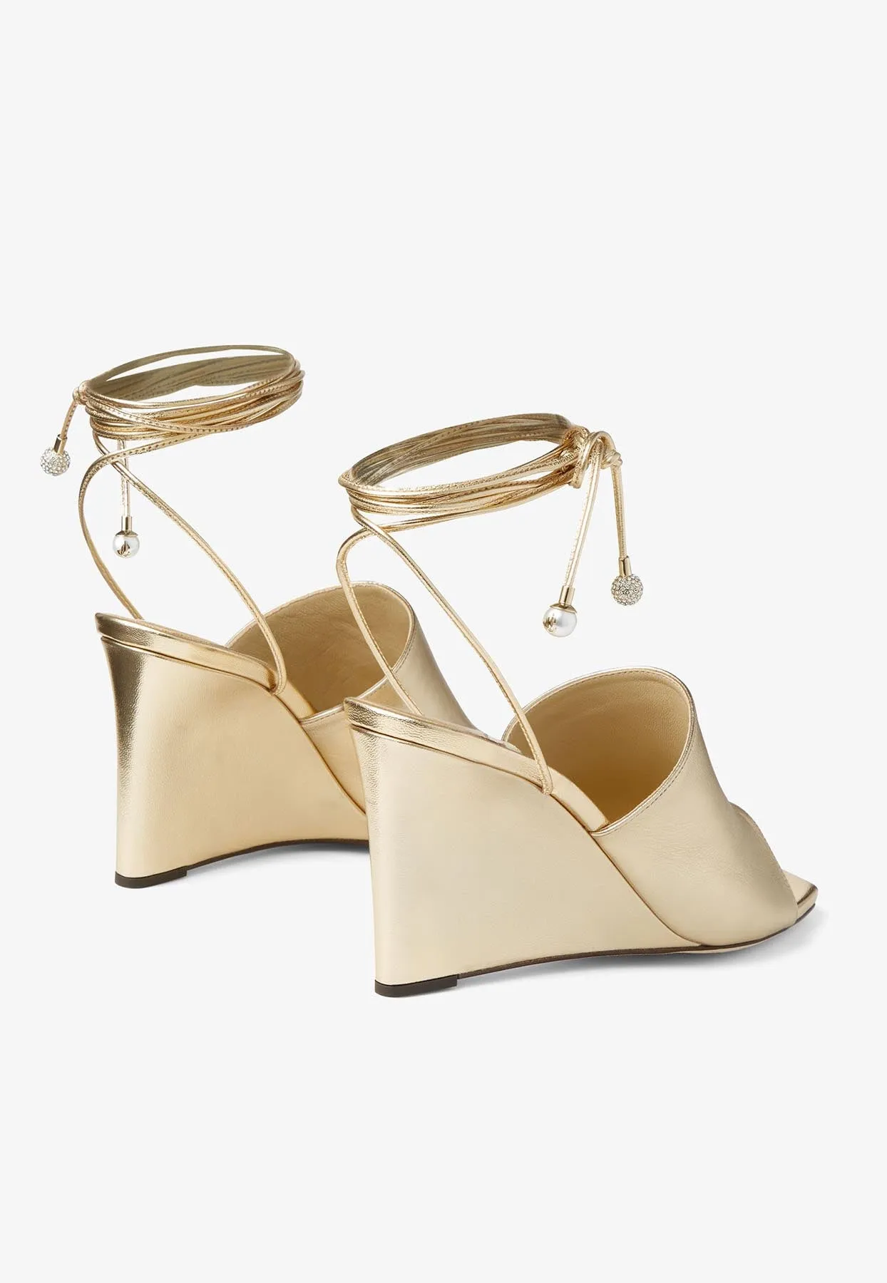 Elyna 85 Wedge Sandals in Metallic Nappa Leather
