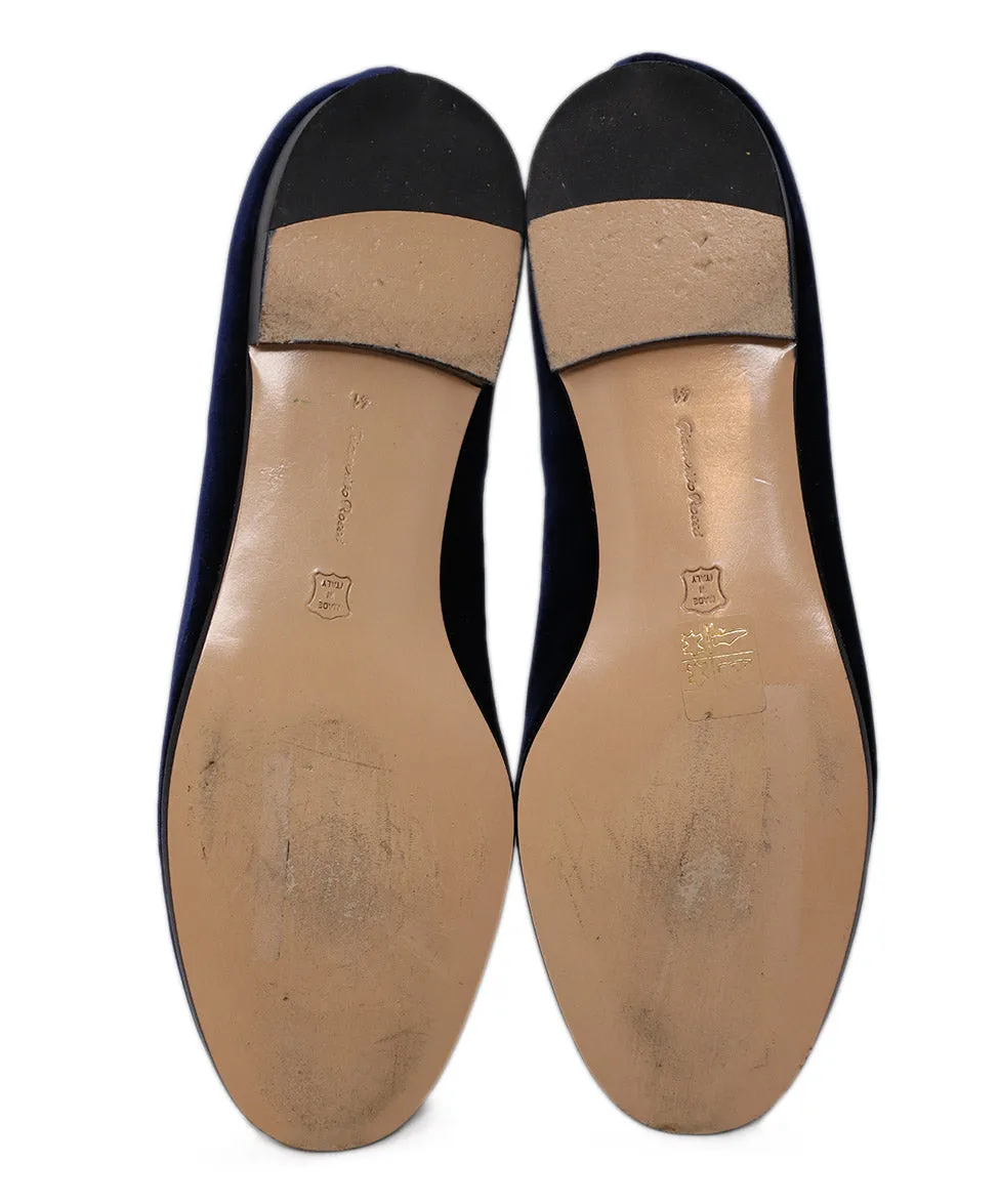 Gianvito Rossi Navy Velvet Loafers sz 10