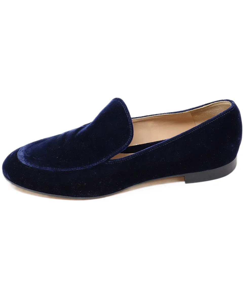 Gianvito Rossi Navy Velvet Loafers sz 10