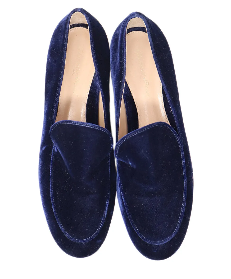 Gianvito Rossi Navy Velvet Loafers sz 10