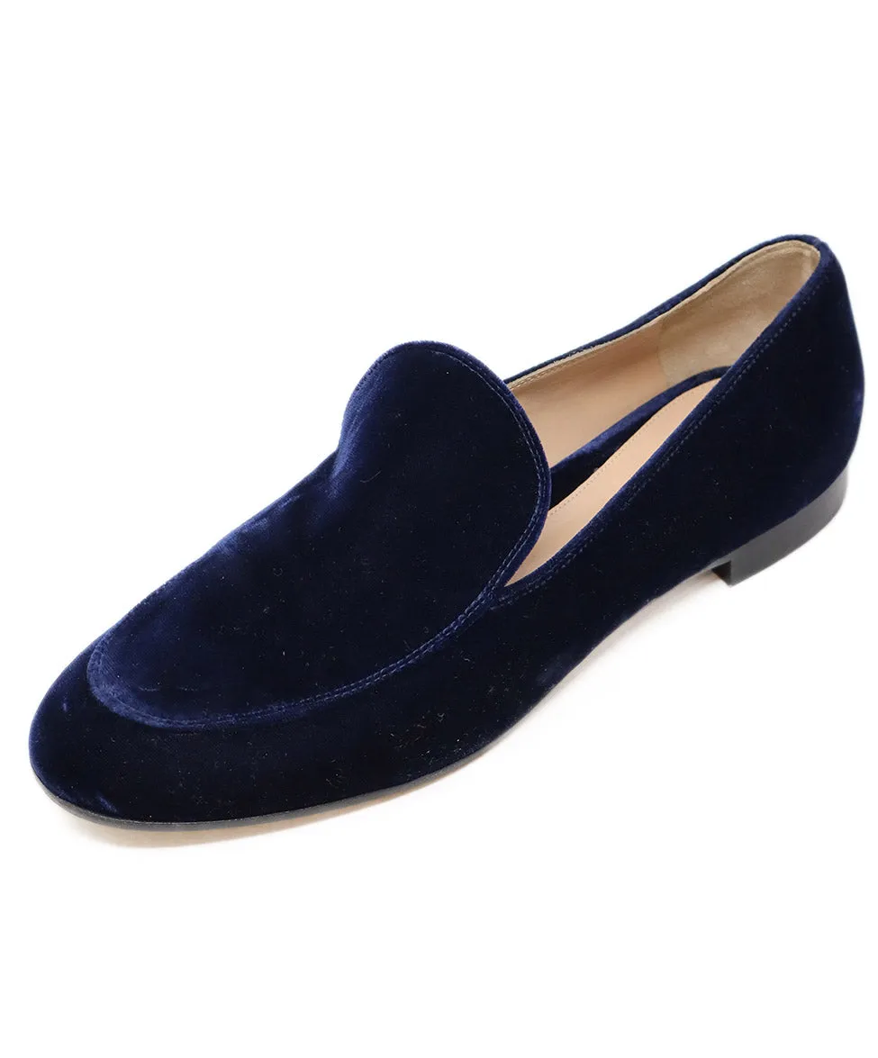 Gianvito Rossi Navy Velvet Loafers sz 10
