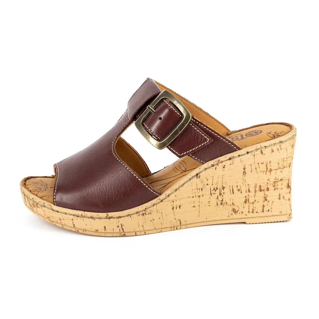 Iradiyusi : Ladies High-Heeled Leather Sandal in Raisin Relaxa