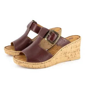 Iradiyusi : Ladies High-Heeled Leather Sandal in Raisin Relaxa