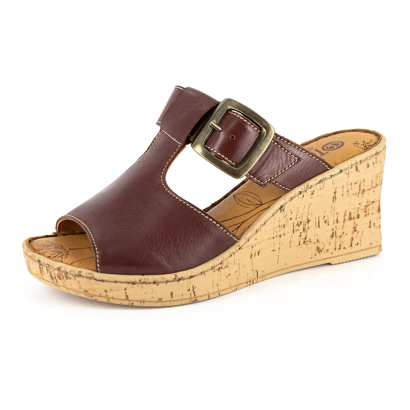 Iradiyusi : Ladies High-Heeled Leather Sandal in Raisin Relaxa