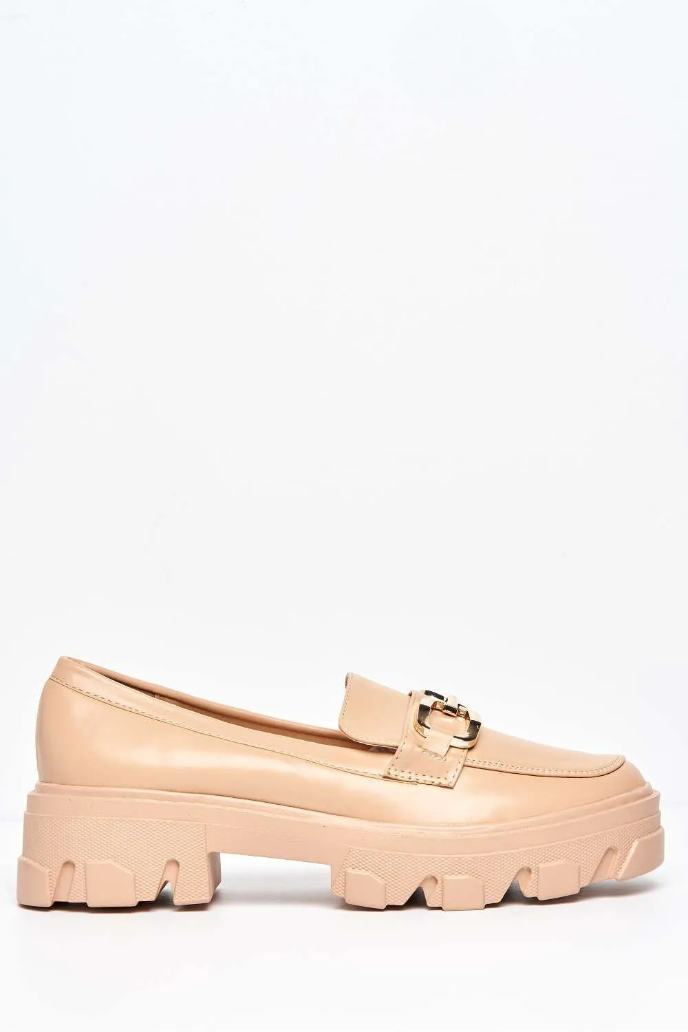 Lorena Chunky Sole Chain Detail Loafers in Cream