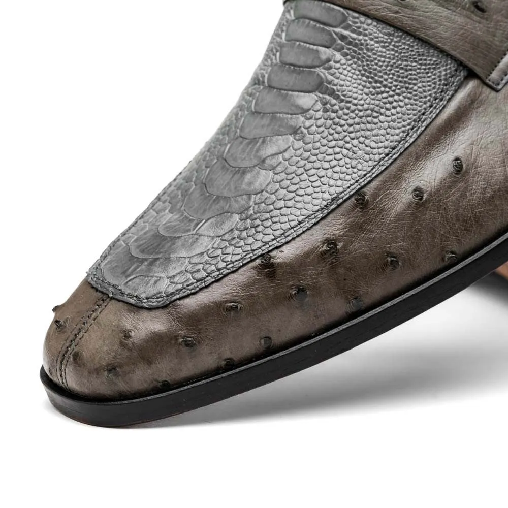 Marco Di Milano Fangio Serpentine Grey Penny Loafers