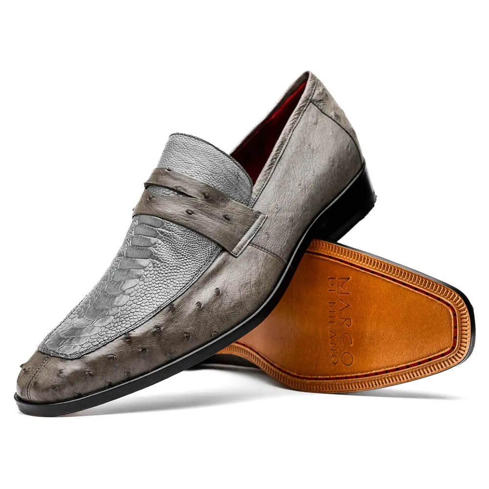 Marco Di Milano Fangio Serpentine Grey Penny Loafers