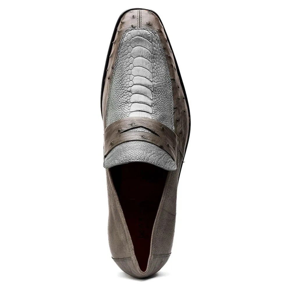 Marco Di Milano Fangio Serpentine Grey Penny Loafers