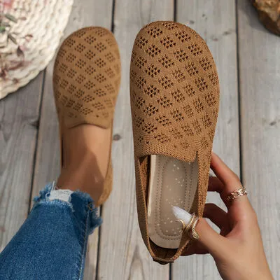 Mesh Round Toe Flat Slip-Ons