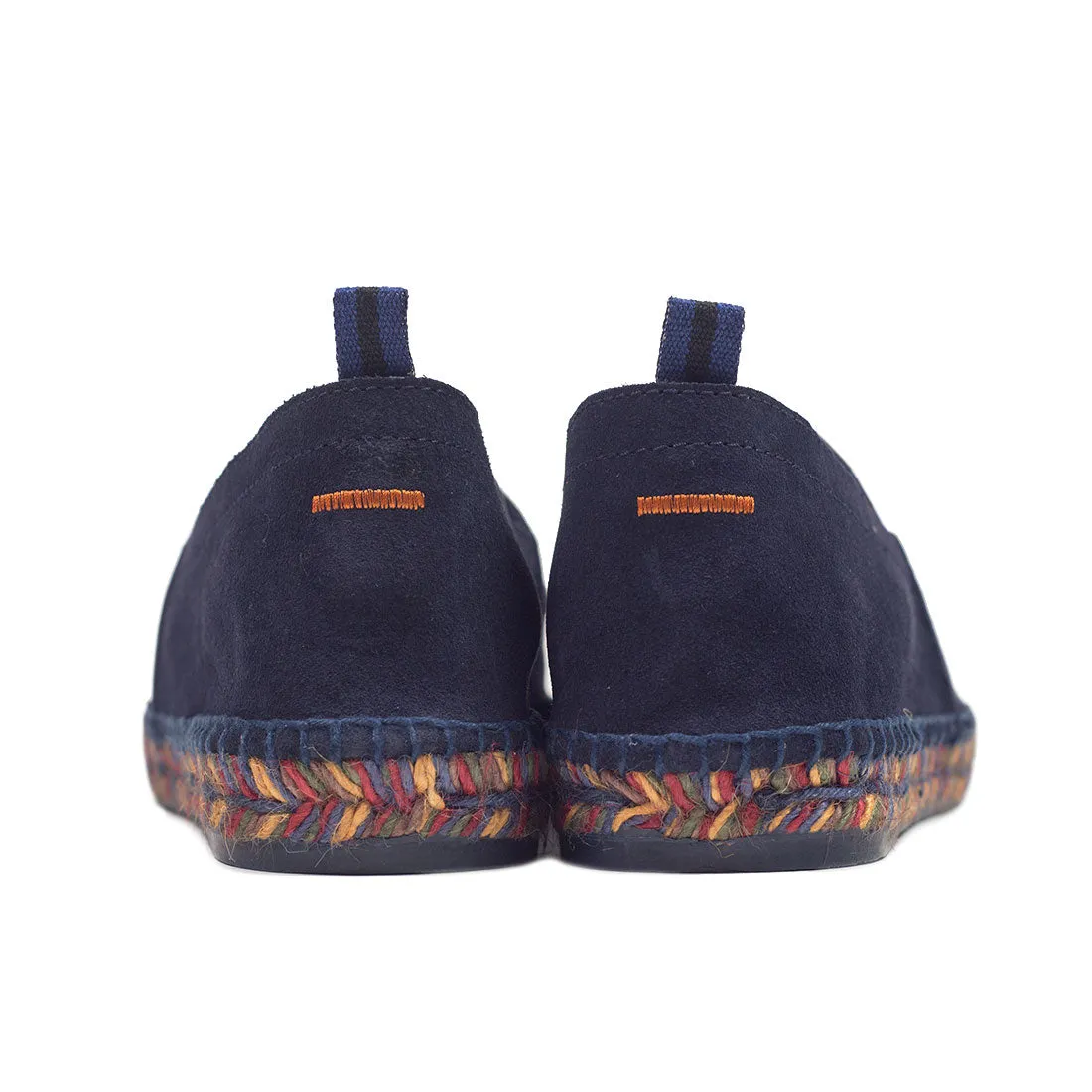 Navy suede espadrilles with multicolor soles