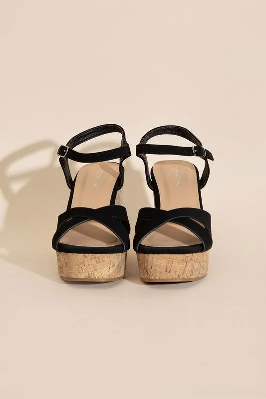 Women's Wedge Heel Sandals in Black