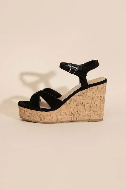 Women's Wedge Heel Sandals in Black