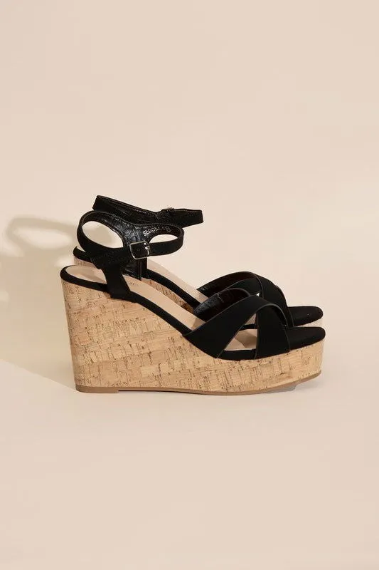Women's Wedge Heel Sandals in Black