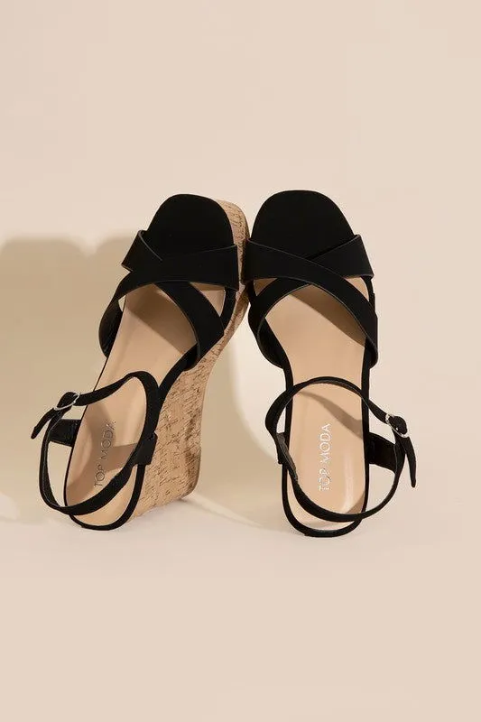 Women's Wedge Heel Sandals in Black