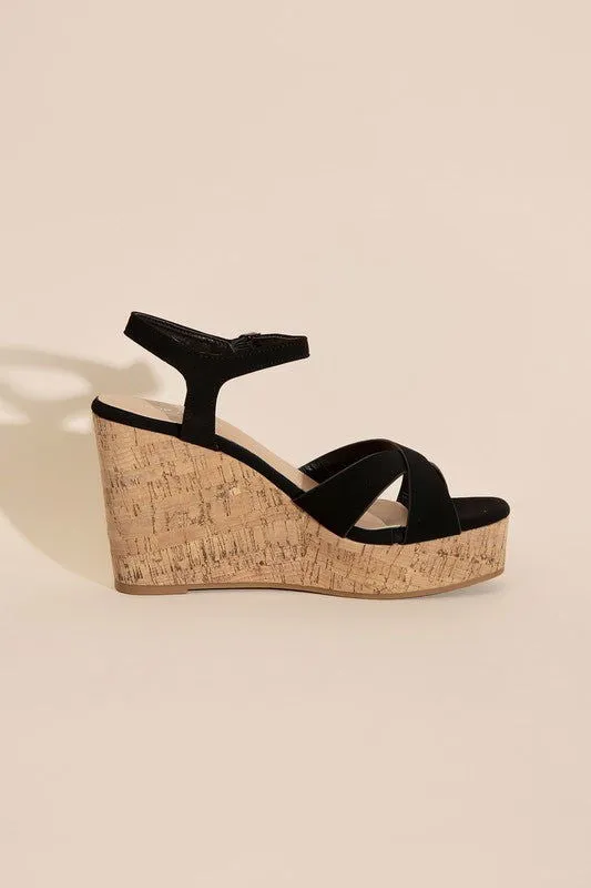 Women's Wedge Heel Sandals in Black