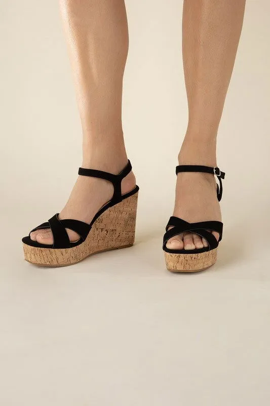 Women's Wedge Heel Sandals in Black