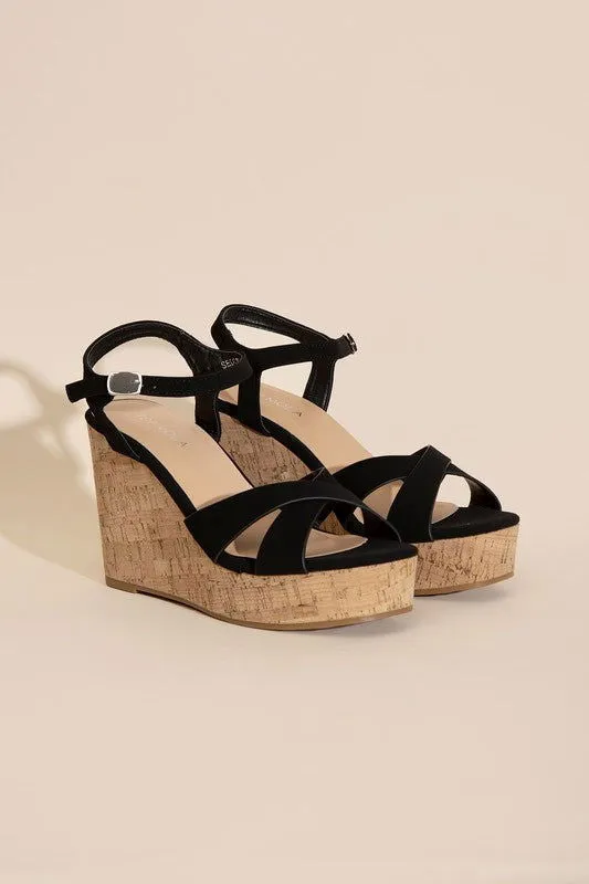 Women's Wedge Heel Sandals in Black