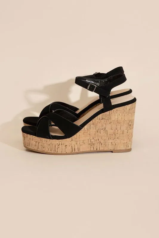 Women's Wedge Heel Sandals in Black