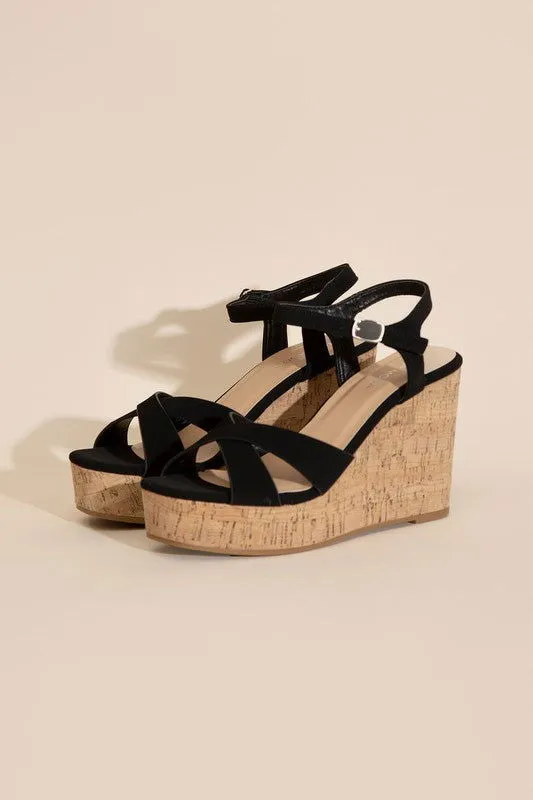 Women's Wedge Heel Sandals in Black