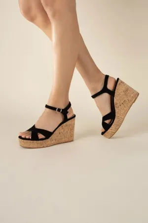 Women's Wedge Heel Sandals in Black
