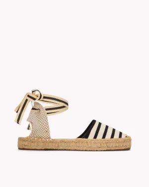 Womens_Espadrilles_The Lauren Lace Up_Woven Stripes_Classic - Ivory - Black